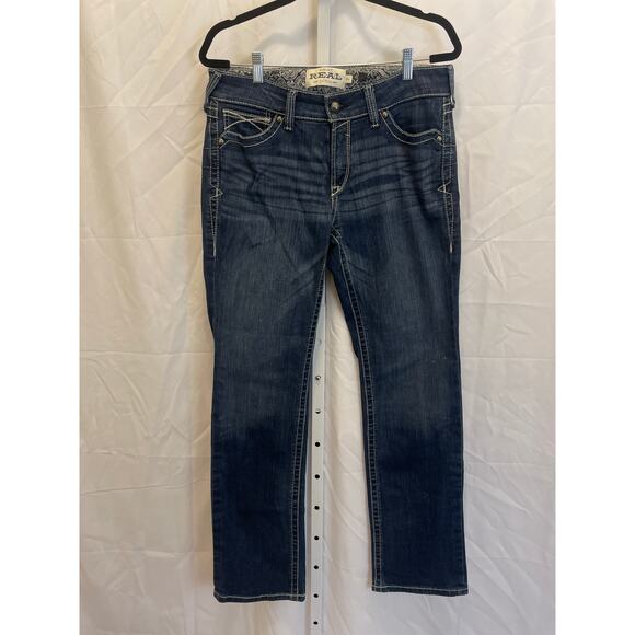 Ariat Real Straight Icon Jeans - Womens Size 31R - Blue - Picture 1 of 12